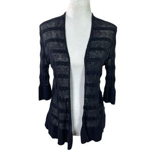 Eileen Fisher 100% Linen Open Stitch Cardigan in Navy Size Medium